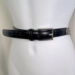 BRIGHTON WOMENS BLACK LEATHER BELT SIZE L